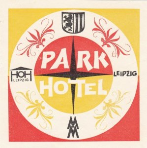 Germany Leipzig Ho Hotel Park Vintage Luggage Label sk2900