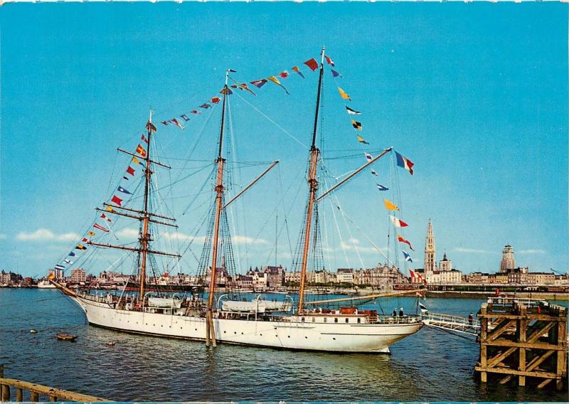 Mercator barquentine ship Antwerp Belgium Postcard