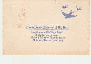 Birds on flight. Birthday Message Tuck Birthday Series Postcard # 5040