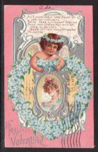 To My Valentine Cupid Woman Flowers Postcard 5882