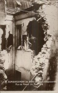 WWI Bombardment Bombing of Pari 1918 Real Photo Postcard #2