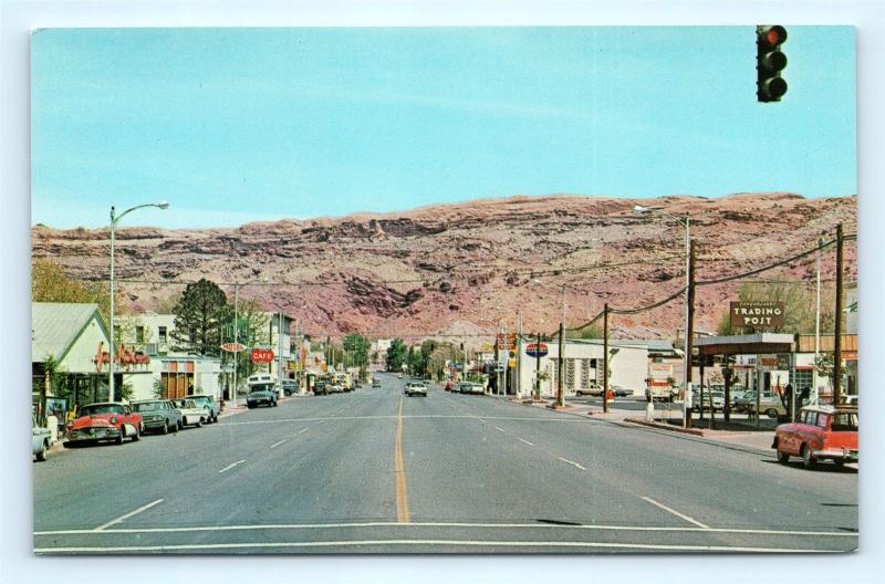 Postcard UT Moab 1960's View Main Street Business District Old Cars J5