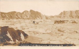 G12/ Badlands South Dakota Postcard RPPC c1910 Among the Badlands Geology