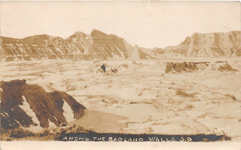 G12/ Badlands South Dakota Postcard RPPC c1910 Among the Badlands Geology