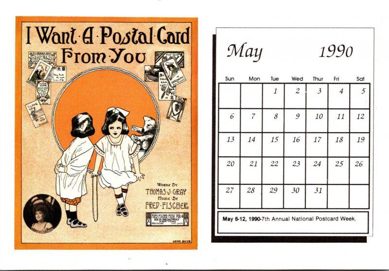 1990 Sheet Music Calendar Series May I Want A Postal Card From You