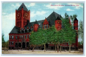 c1910 Exterior High School Building Colorado Springs Colorado Unposted Postcard