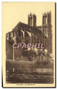 Old Postcard Mantes La Cathedrale