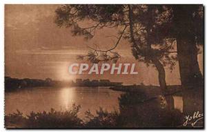 Old Postcard In the moors of Biscay Sunset on Capbreton