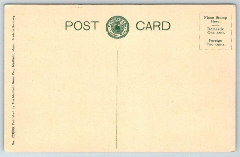 Medfield  Soldiers' Monument   Massachusetts  Postcard c1915