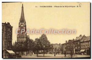 Old Postcard Tourcoing From the Republic Square