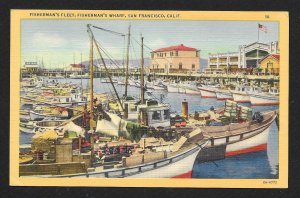 Fishermans Fleet Sailboats Fishermans Wharf San Francisco CA Unused c1932