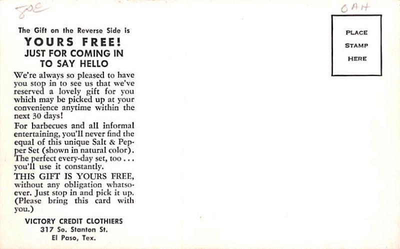 Salt and Pepper Set Advertising Unused 