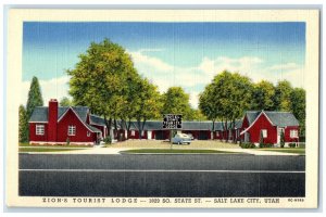 c1940 Zion's Tourist Lodge & Restaurant Classic Car Salt Lake City Utah Postcard