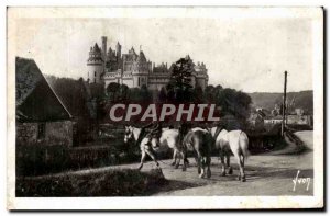 Old Postcard General view of Pierrefonds Castle Horses