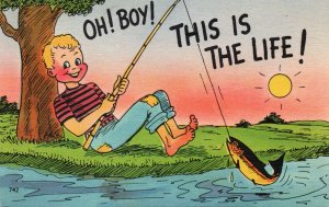 11108 Boy Fishin' - Comic Postcard