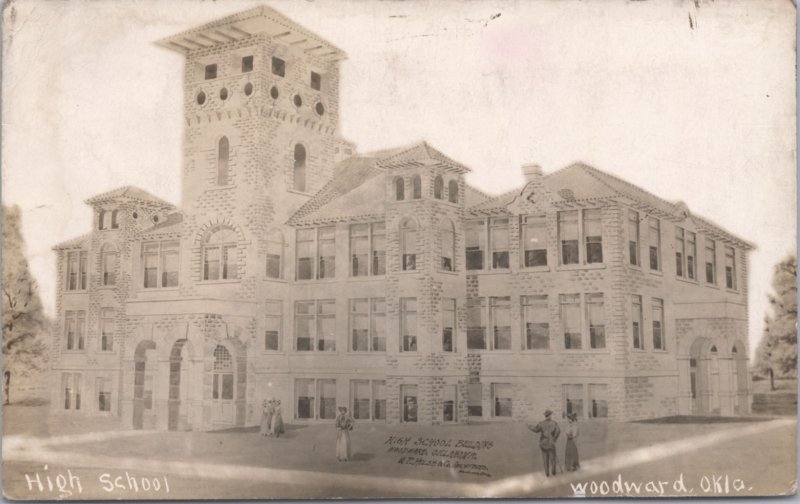 RPPCWoodward Oklahoma High School Building Architects Drawing 1911