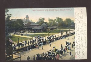 CEDAR POINT OHIO AMUSEMENT PARK BOARDWALK VINTAGE POSTCARD 1907