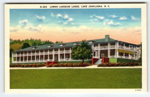 Lower Lakeside Lodge Lake Junaluska North Carolina Linen Postcard NC Unused