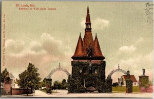 Entrance to West Belle Terrace, St. Louis MO UDB Vintage Postcard V10