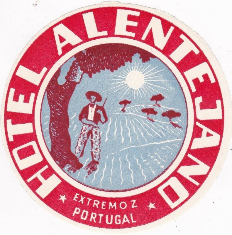 Portugal Extremoz Hotel Alentejano Vintage Luggage Label sk4588