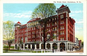 Postcard The Waldo Hotel in Clarksburg, West Virginia