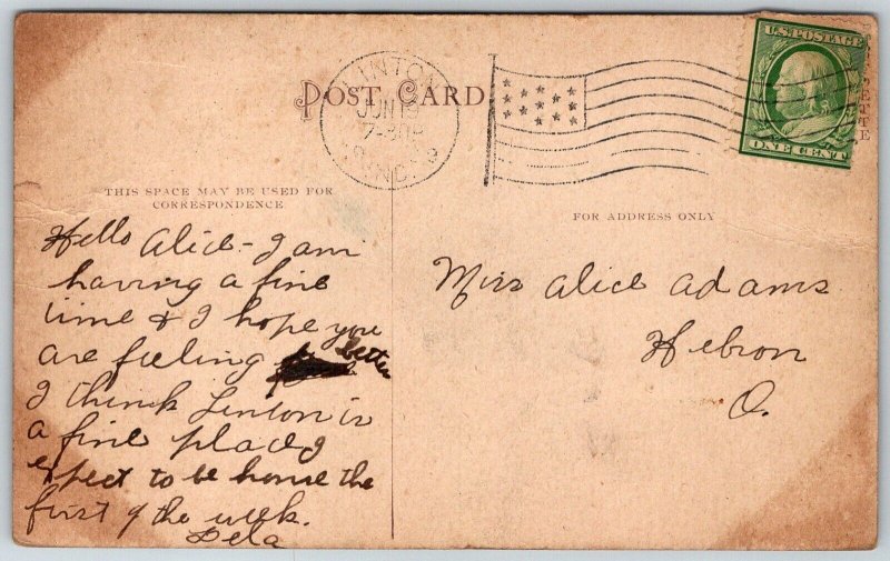 Linton Indiana 1909 Postcard Opera House Theatre