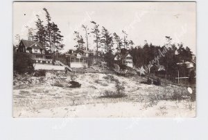 RPPC REAL PHOTO POSTCARD MICHIGAN PENTWATER COTTAGES VIEW FROM WATERFRONT