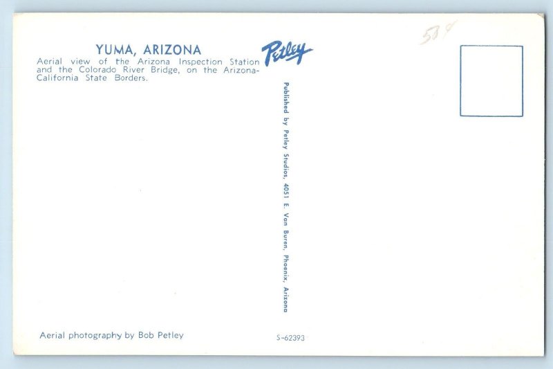 c1950's Aerial View Of Arizona Inspection Station Borders Yuma Arizona Postcard