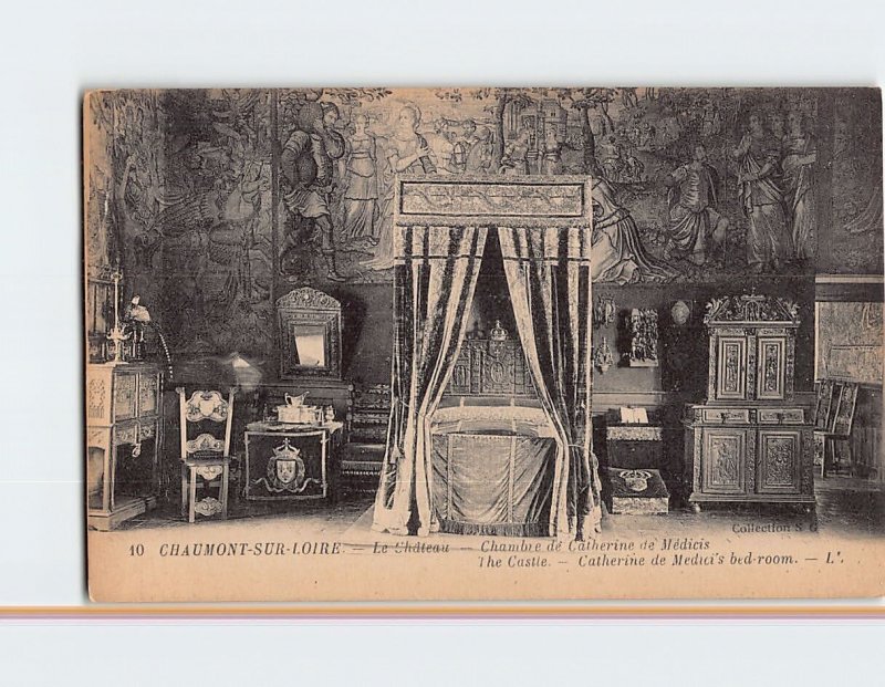 Postcard Cathedrine de Medici's bed-room, The Castle, Chaumont-Sur-Loire, France