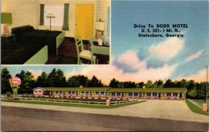 Linen Postcard Dodd Motel in Statesboro, Georgia~904