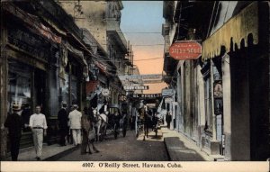 Havana Cuba O'Reilly Street Scene c1910 Vintage Postcard