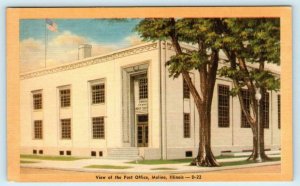 MOLINE, Illinois IL ~ POST OFFICE Rock Island County ca 1940s Linen Postcard