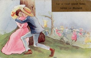 Kissing Romance At Walsall West Midlands Old Comic Postcard