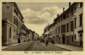 italy, UDINE, Via Aquileia e Caserma G. Savorgnan (1958) Postcard