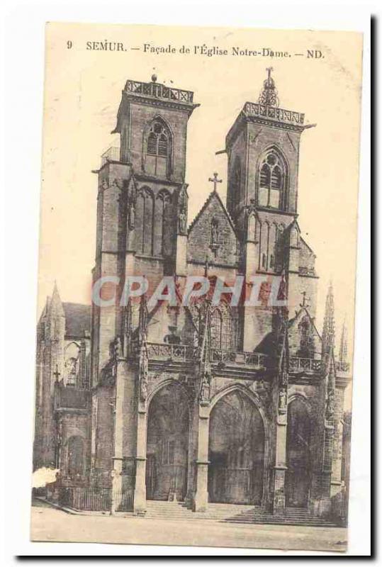 Semur Postcard Old Facade of Notre Dame & # 39eglise