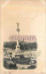 Postcard Old Bordeaux Girondins Monument (map 1900)