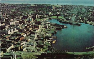 Victoria BC British Columbia Aerial View Johnson St. Bridge Vintage Postcard F97