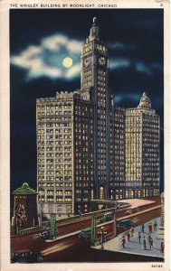 VINTAGE POSTCARD WRIGLEY BUILDING NEW MICHIGAN BOULEVARD CHICAGO ILL POSTED 1938