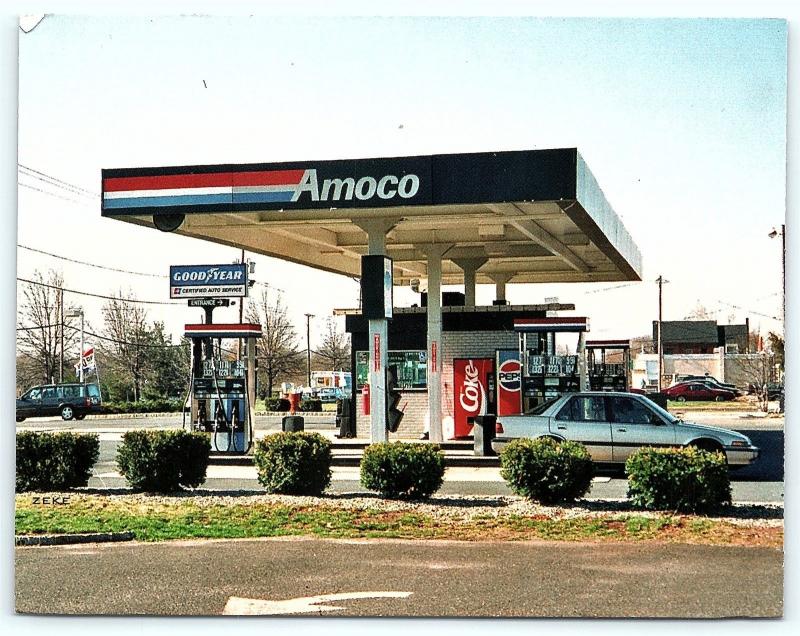 Postcard NJ Hillsborough Route 206 Amoco Gas Station Coke Pepsi Machines B14