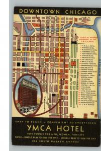 Chicago IL Downtown Map Postcard