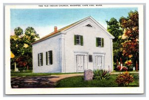 Vintage 1920s Postcard Old Indian Church Mashpee Cape Cod Massachusetts
