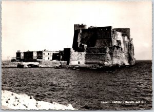 Napoli Castel Dell' Oro Naples Italy Seafront Castle Real Photo RPPC Postcard