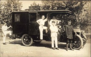 EMTs Medics Ambulance Truck St. Joseph's Hospital c1910 Real Photo Postcard