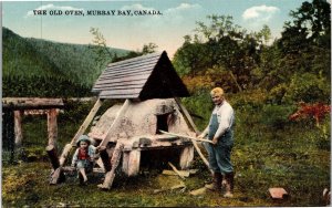 Postcard Quebec Murray Bay Man & Boy by Old Burning Oven ~1910 S96