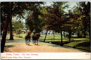 Postcard TX Dallas City Park Driveway horseback riding