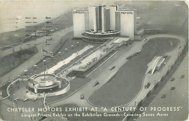 Chrysler Motors Exhibit,Chicago World's Fair 1933 Aerial Black & White Postcard