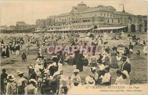 Old Postcard Artistic Biarritz The Beach