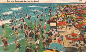 Vintage Postcard 1930's Enjoying Ourselves Here on the Beach Pub. Boston 15