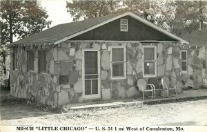 RPPC Postcard; Misch Little Chicago Mid-Century Motel Cabin, Camdenton MO