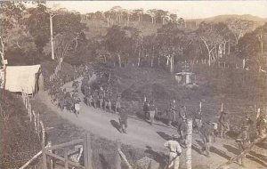 Panama Soldiers Marching Road Real Photo